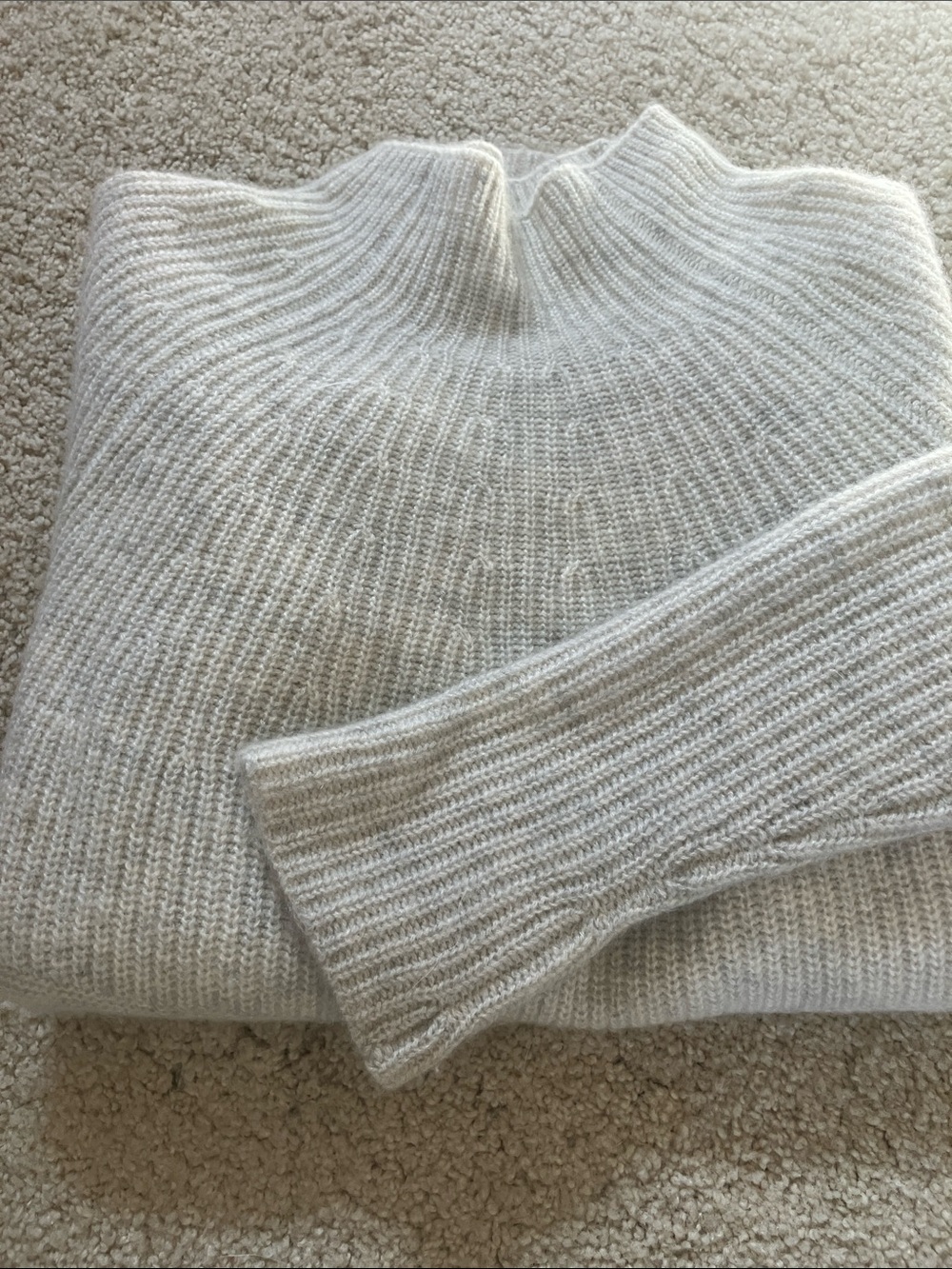 Vince Cream Ribbed Turtleneck Sweater